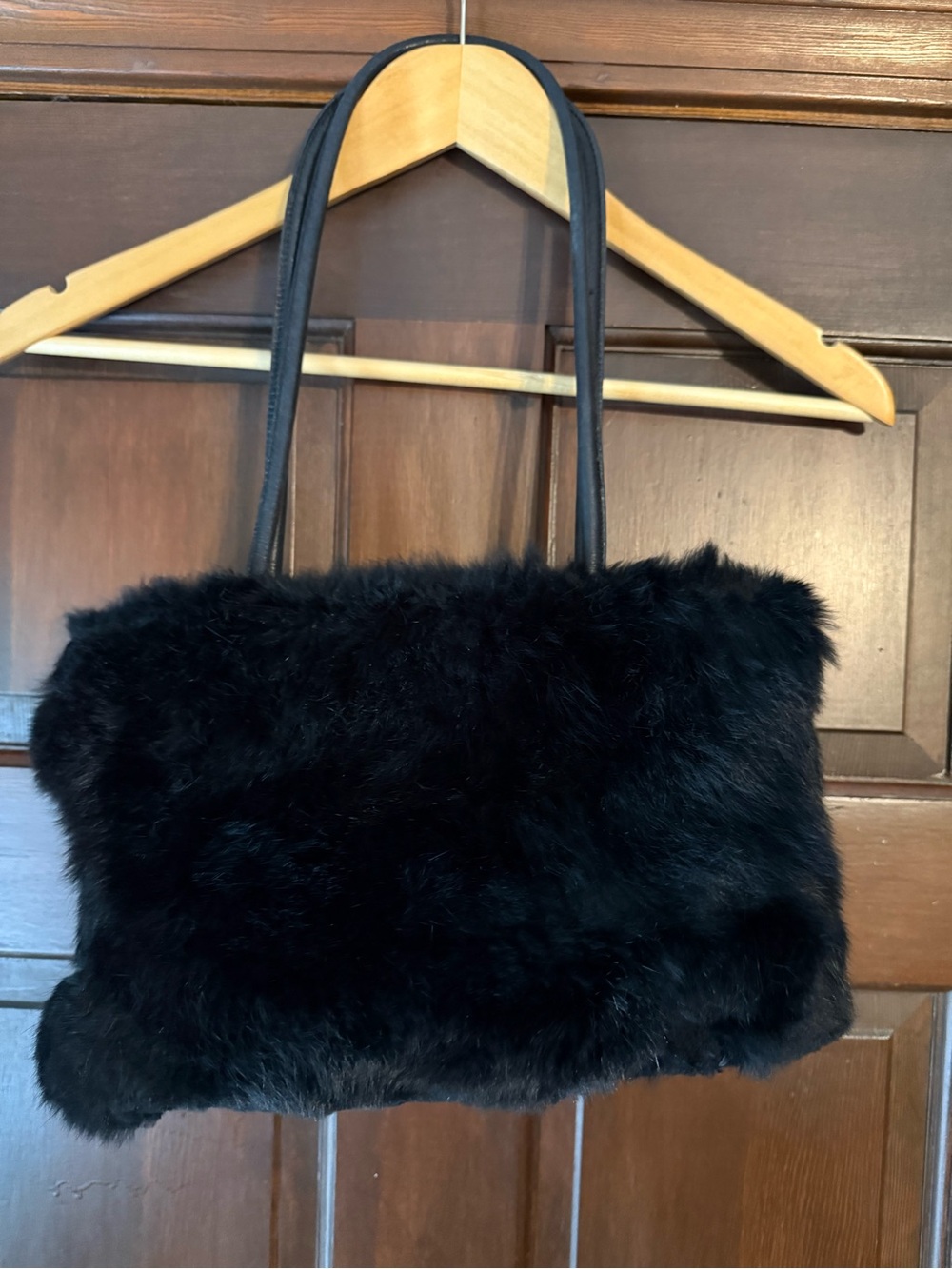 Lord & Taylor Black Mink Shoulder Tote Fur Purse